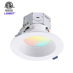 Lanbot Jason 4 Inch 6 Inch LED Integrated Canless LED Recessed Lighting with J-Box, Anti-Glare Deep Baffle, Dimmable