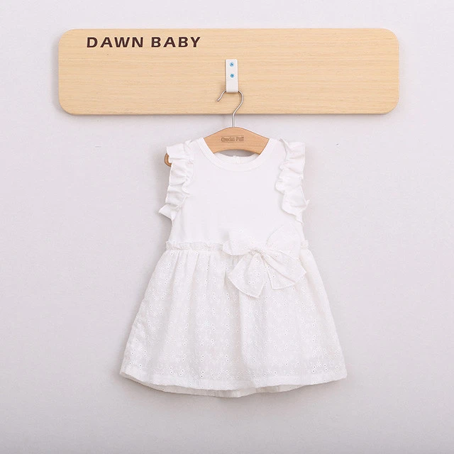 100% cotton wholesale summer casual cute newborn baby girls dress with ruffle