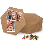 10pcs Hexagon Decorative Bulletin Message Wall Tiles Cork Board