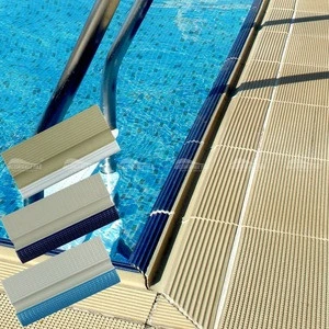 115x240mm International Competition Standard Anti Slip Blue Glazed Ceramic Finger Grip Bullnose Swimming Pool Edge Tile