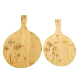 12 inch Large Round Bamboo Wood Pizza Peel Chopping Cutting Board Pizza Wheel