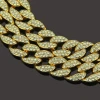 12mm Pink Cuban Chain Iced Out Rhinestone Zinc Alloy Rose Gold Plating Miami Cuban Link Chain Necklace Wholesale Jewelry