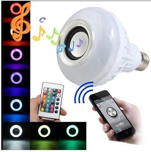 12W E27 AC110-240V Smart RGBW Wireless Speaker Music Playing led bulb with Remote Control
