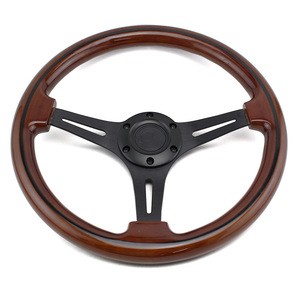 14 inch Black Real Wood Steering Wheel 350mm Classic Car Interior Parts Steering Wheel For Car Sports Steering Wheel