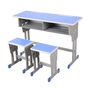 2 Students Office Desk Metal Leg Classroom Desk Chair Set School Furniture Student Desk And Chair