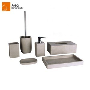 2018 China manufacturer 6-piece natural colour cement concrete bathroom set