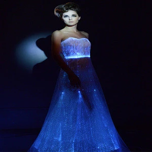 2019 LED glow in the dark korean style sexy mermaid wedding dress Luminous fiber optic bridesmaid dress