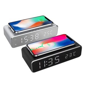 2020 High Quality Mobile Desktop Wireless Charger With Alarm Clock NFC Thermometer Wireless Charging