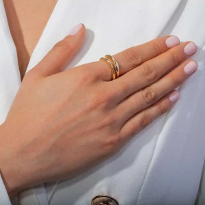 2020 INS Fashion Stainless Steel US7 US8 Gold Plated Double layered Irregular Geometric Opening Finger Ring