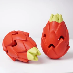 2020 Latest Design Eco Friendly Dragon Fruit Shape dog treat ball Fun Interactive Food chewing toys