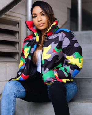 2020 Mens And Women Color Camouflage Tie-Dye Down Jackets Plus Size Winter Cotton-Padded Jacket