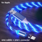 2020 new arrival wholesale luminous magnetic charging cable cell phone accessories micro usb flowing light 3 in 1 magnetic cable