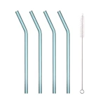 2020 New Borosilicate Drinking Glass Straw Bent