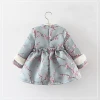 2021 Cute Embroidery Floral Decoration Handmade baby Girls Cotton Dress Winter Coat Chinese Cheongsam Qipao Kids Clothing