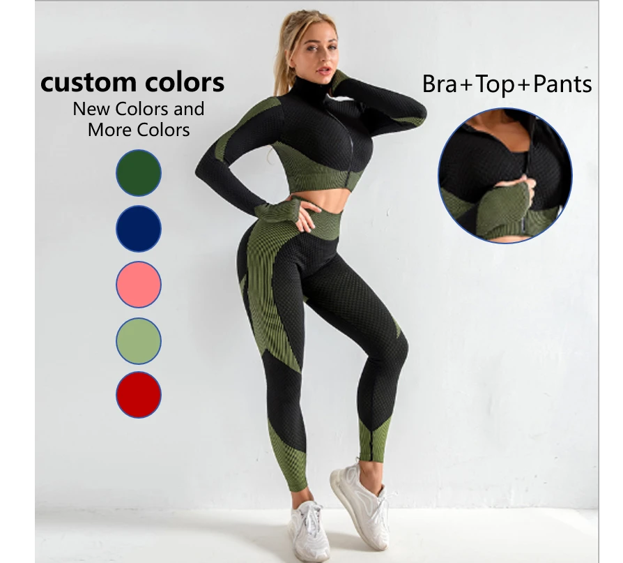 2021 Fall Winter plus size Yoga sets Womens Hooded Zipper Sweatshirt Two-piece Sets Yoga Pants Bodycon Wear Sports Suit