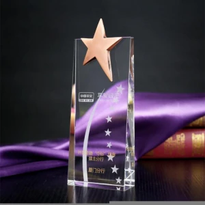 2021 Hot Personalized K9 crystal trophy award crystal trophy with star custom Etched trophy crystal