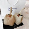 2021 summer korea style hot sell women lady hand bag chain fashion plain colour bucket bag straw basket bag weaving