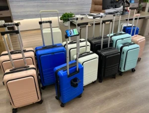 2024 Hot Sale Multifunctional front Open Luggage Laptop Pocket Hardside Suitcase Trolley 4 Spinners Travel Luggage Set