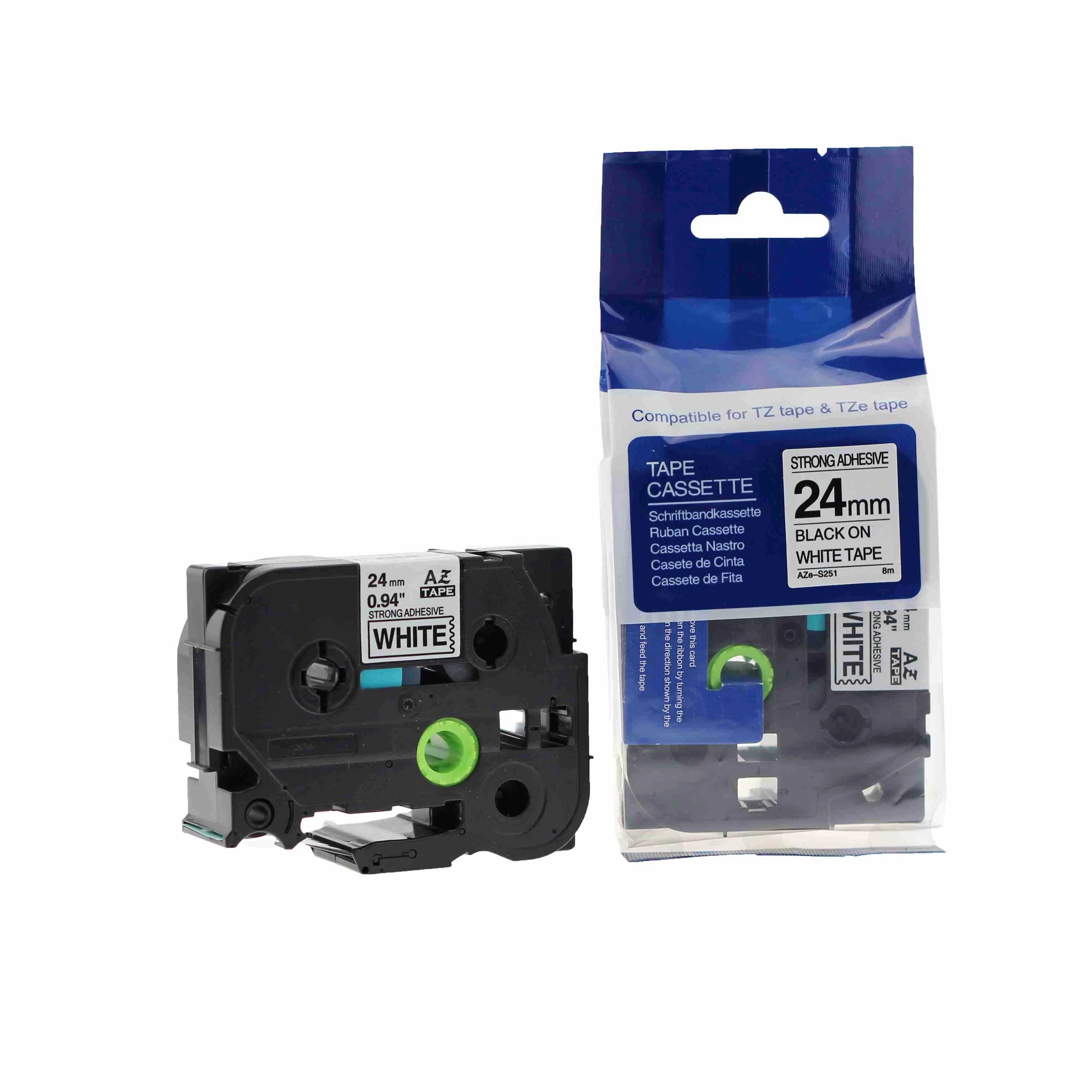 24 mm P-touch TZ tape cartridge Tze-S251 tz-s251 black on white label printer tape suitable for brother label maker printers