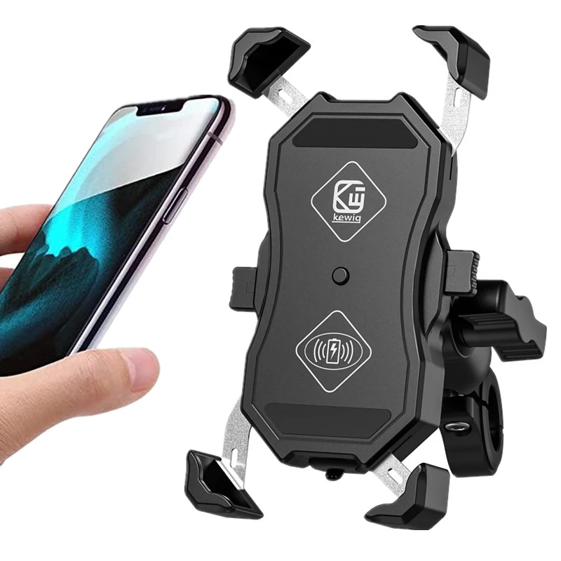 2in1 Universal Motorcycle Bike Mobile Phone Stand Holder 360 Rotatable With 15W Wireless Charger and QC3.0 USB Charger Socket