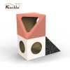 3-in-1 Foldable Cube Shape Cardboard Cat Box , Cardboard Cat House , Scratching Post Cat Scratcher