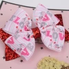 3 Inch XOXO Valentines Day Gifts Red Glitter Swallowtail Love Letter Ribbon Hair Bows For Girls Kids Festival Hair Accessories