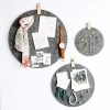 3 Sizes Set Dark Gray Circle Felt Pin Board with Leather Hanging Straps