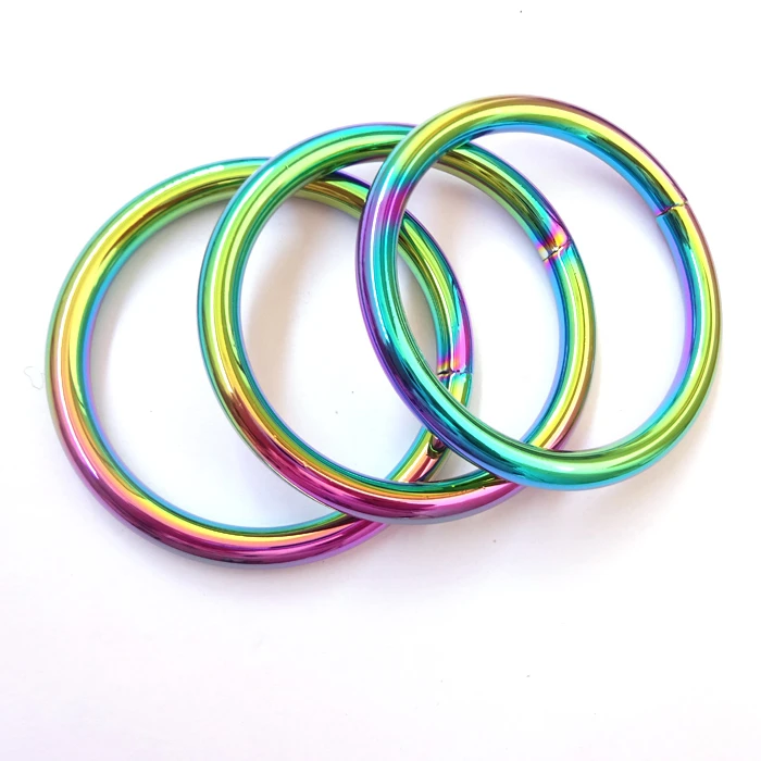 30mm Welding Iridescence Round Ring Buckle Metal Bag Strap Rainbow O Ring
