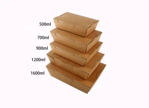 337g paper takeaway lunch container kraft material food box 1600ml for sell