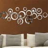 3D Removable Silver Circle Mirror Wall Sticker DIY Home Decoration 24pcs