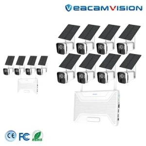 3MP 4CH WiFi Solar Camera Kit Outdoor CCTV PIR Intelligent Detection Solar Battery Power IR Solar Camera WiFi Kit