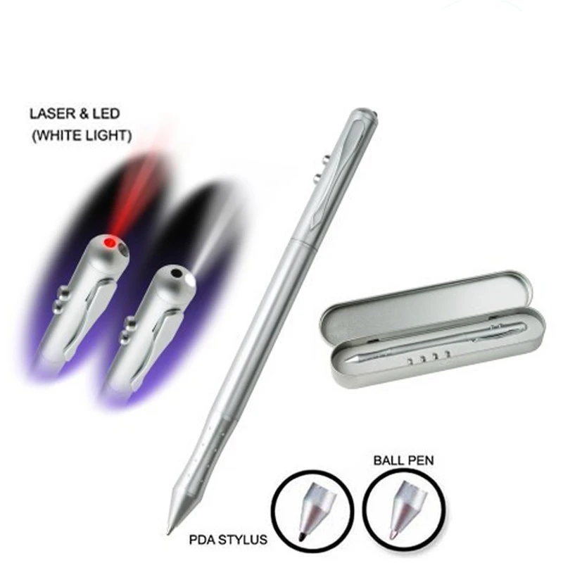 4 in 1 Laser Ballpoint Pens with LOGO Print Red Laser Ballpoint Pen with Laser Pointer and PDA Refill Inside