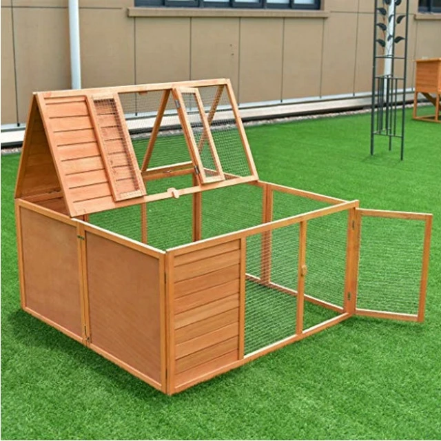 47&quot; Chicken Coop Wooden Bunny Small Animals Cage with 2 Doors
