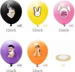 52Pcs Bad Bunny Party Balloons Rabbit Themed Balloon Music Party Favors Latex Helium Balloon Birthday Party Decoration