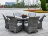 6 Seat Outdoor Restaurant Patio Wicker Furnitures Table and Chairs Dining Set