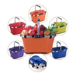 600D Polyester Stock foldable shopping basket Shopper Carry bag supermarket grocery shopping basket stock