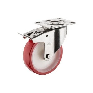 80mm  3.2 inches manufacturer hot sale swivel plate 304 stainless steel industrial caster with brake