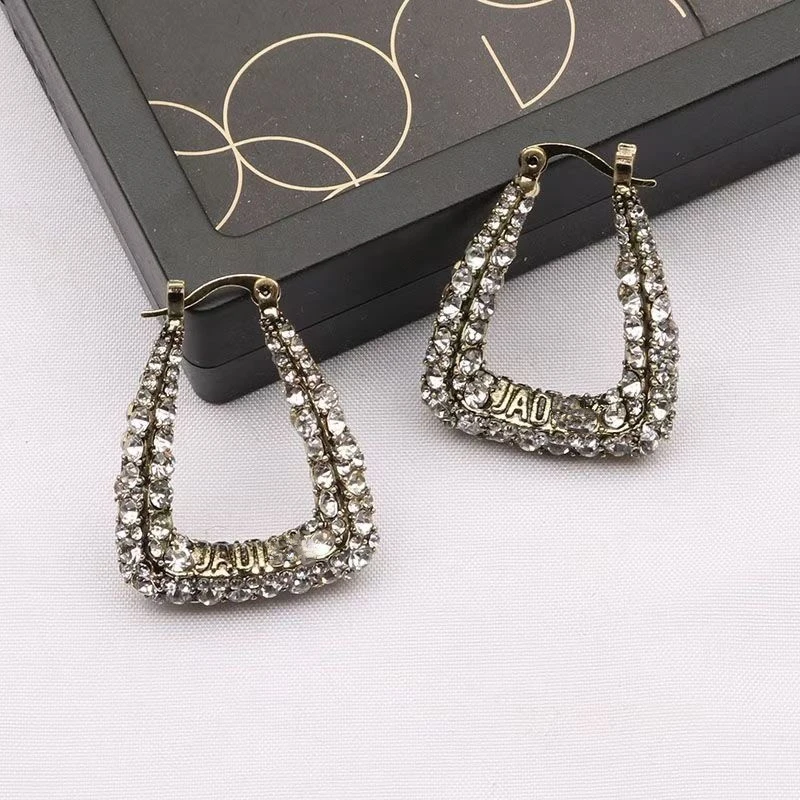 925 silver needle earrings new wild fashion diamond earrings letter D home earrings jewelry