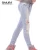 Import 98% Cotton 2% Spandex Destroy Wash Light Blue Ripped Skinny Woman Pants Jean from China