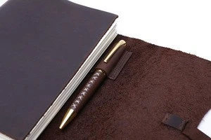 A5 Handmade brown genuine leather Journal with strap