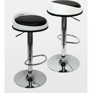 Adjustable Gas Lift Bar Stools Modern PU Leather Hollow Backrest Stainless Steel Leather Metal Frame Swivel Barstool