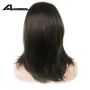 Anogol Free Part High Temperature Fiber Short Silky Straight Wave Black Bob Synthetic Synthetic Lace Front Wig For Women