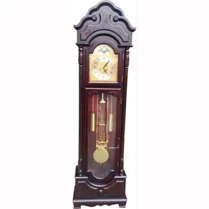 Antique Large German copper pendulum movement wooden floor standing grandfather clock