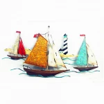Antique Sailing Ships Home Wall Decorations Metal hanging Sailboats Art Ornament