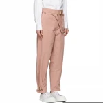 Arvant Garde High Fashion Button Zip Up Closure with Belt Accessory Rose Pink Endurable Workout Trousers Cargo Pants Women