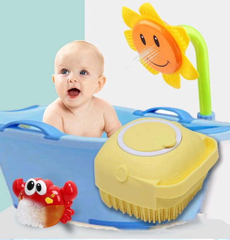 Baby Bath Brush Eco Material Origin Type Silica Silicone Scrubber Dispenser Multifunction Bathroom For Babies Home