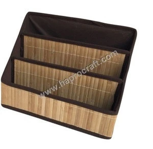 bamboo foldable magazine rack with lining inside ( HMT 13.207 )