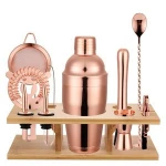Bartender Kit Cocktail Shaker Set 11-Piece Home Bar Tools Set Stainless Steel Bartending Kit With Sleek Bamboo Stand
