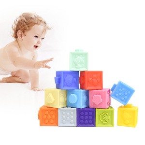 Best Baby Shower Gift BPA Free Eco Friendly Stacking Squeeze Building Blocks Educational Baby Toy