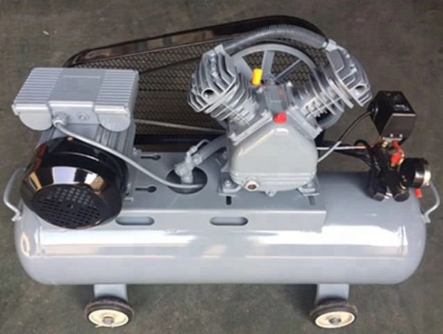Best price 2HP 100L mobile 2 cylinder V-0.12 piston belt driven air compressor with wheels